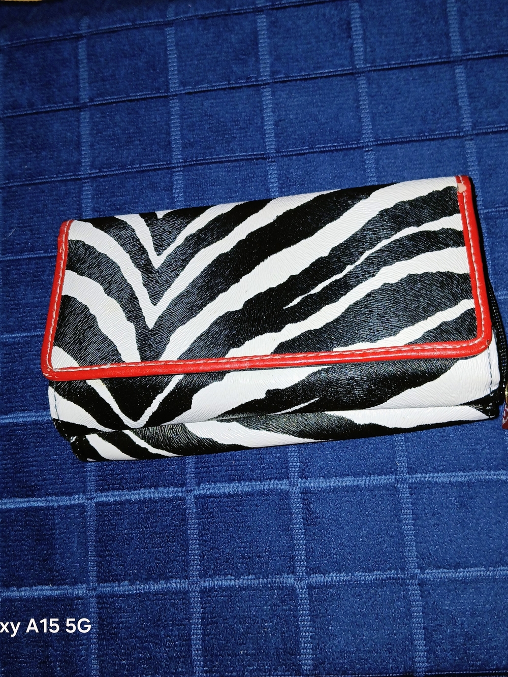 🦓 Zebra Print Clutch Wallet with Red Trim